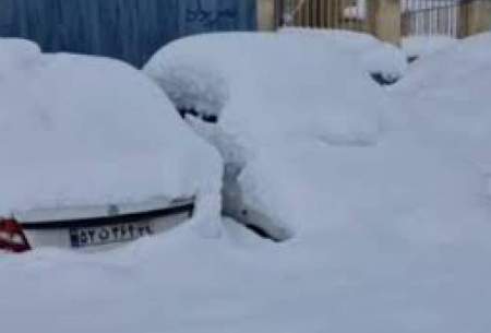 دفن شدن خودروها در برف شدید بانه/فیلم