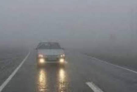 تصاویری از هوای بارانی و مه‌آلود جاده چالوس