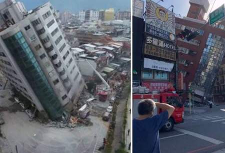 لحظه وقوع زلزله تایوان از دوربین یک خودرو