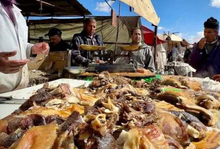 بره بریانی و کباب گوشت غذای خیابانی در مراکش