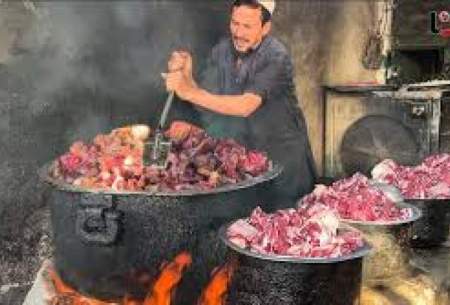 فرآیند پخت آبگوشت پاکستانی با 150 کیلو گوشت