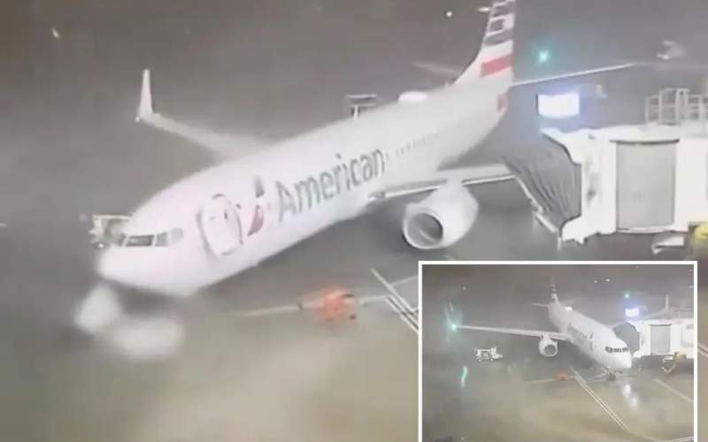 طوفان شدید یک هواپیمای مسافربری را جابجا کرد