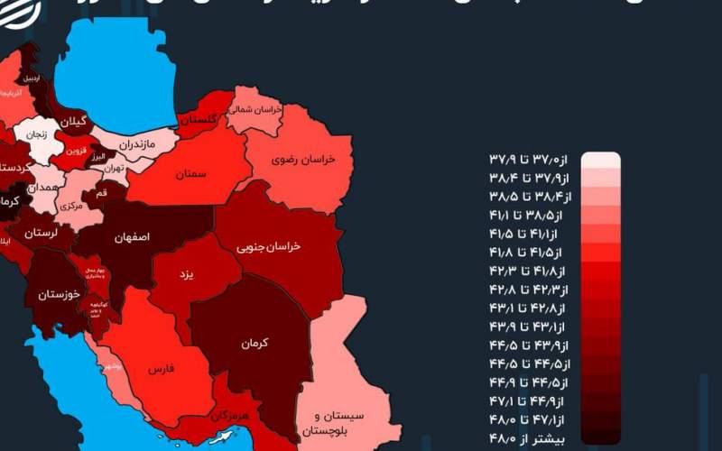 جابجایی شاخص فلاکت در نقشه ایران