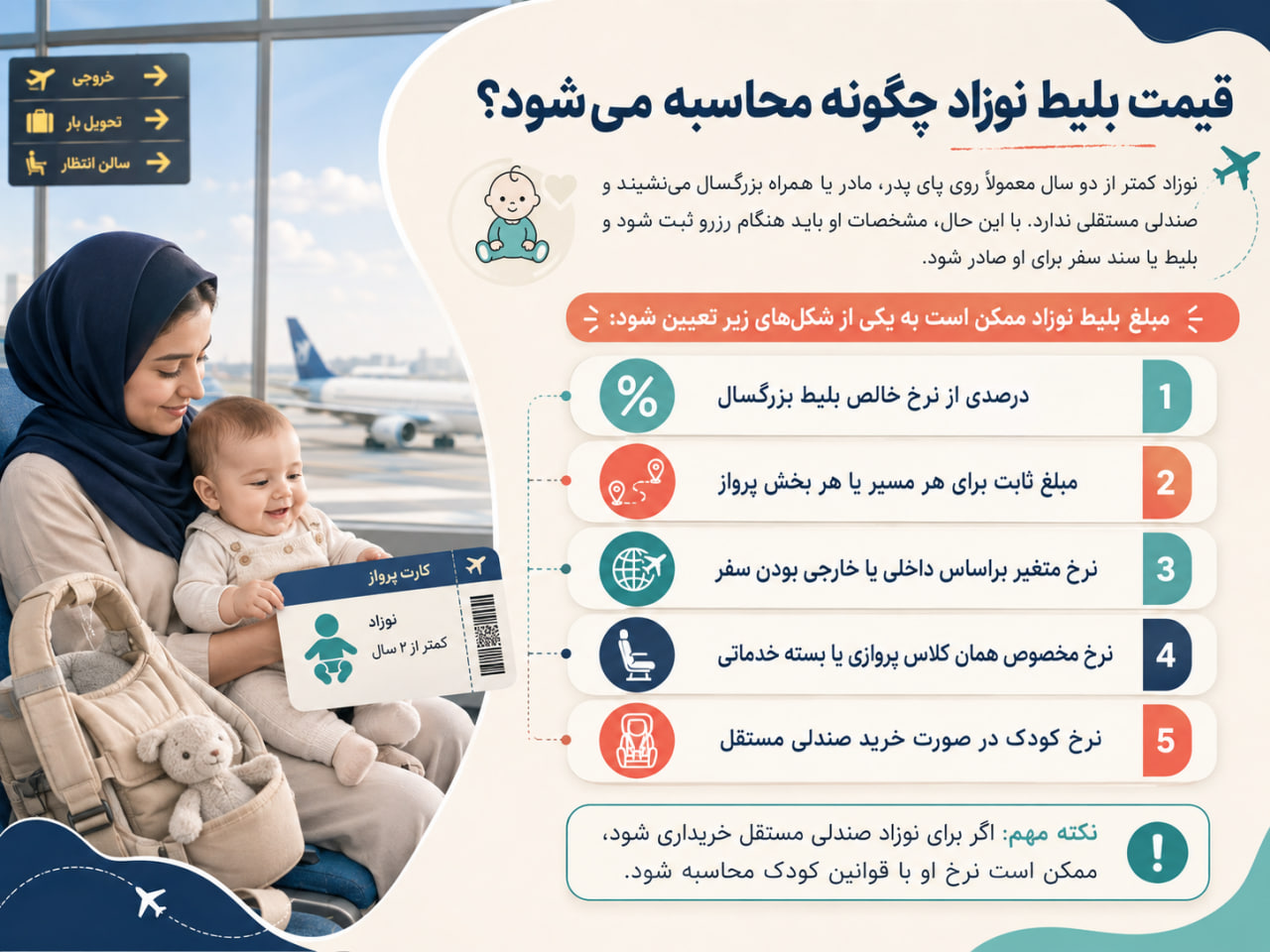 قیمت بلیط نوزاد چگونه محاسبه می‌شود؟ 