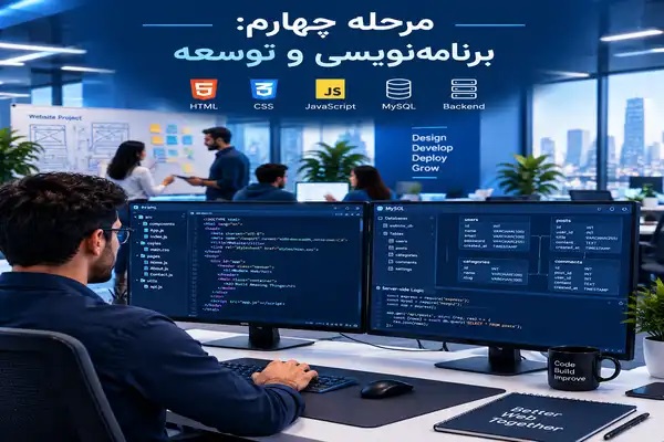برنامه‌ نویسی و توسعه: مرحله چهارم طراحی سایت 